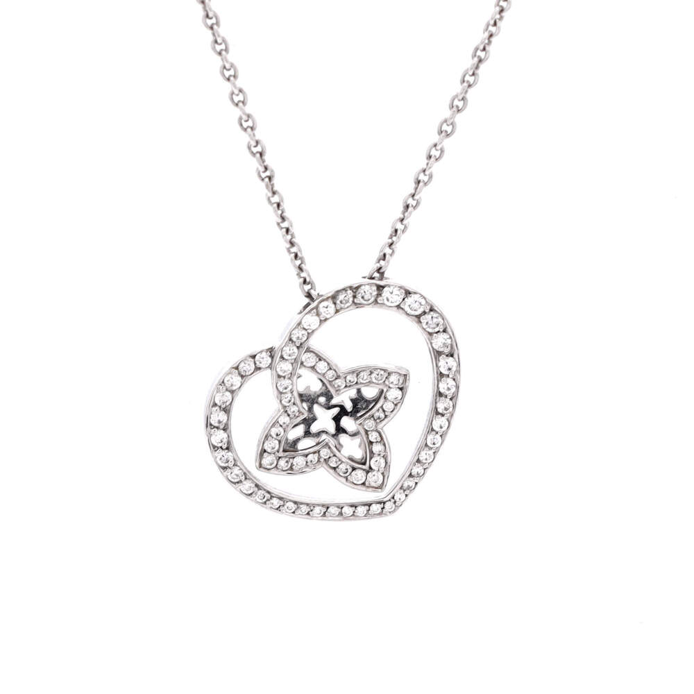 Louis Vuitton Small Coeur Heart Pendant Necklace 18K White Gold and Diamonds